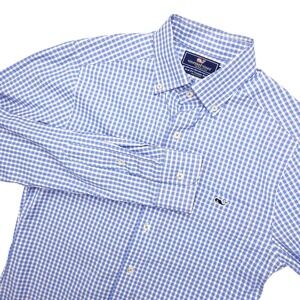 Vineyard Vines Tucker Shirt Mens XS Blue Check Long Sleeve Slim Fit Button Up